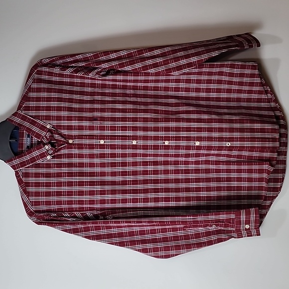 IZOD ~ Red White & Blue Plaid Long Sleeve Button down Shirt - Picture 8 of 12